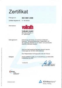 Zertifikat für das Qualitätswesen nach ISO 9001
